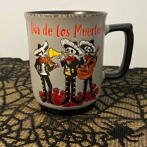 Eli + Ana Halloween Day of Dead Mariachi Band Trio Hand- painted Mug  NWT